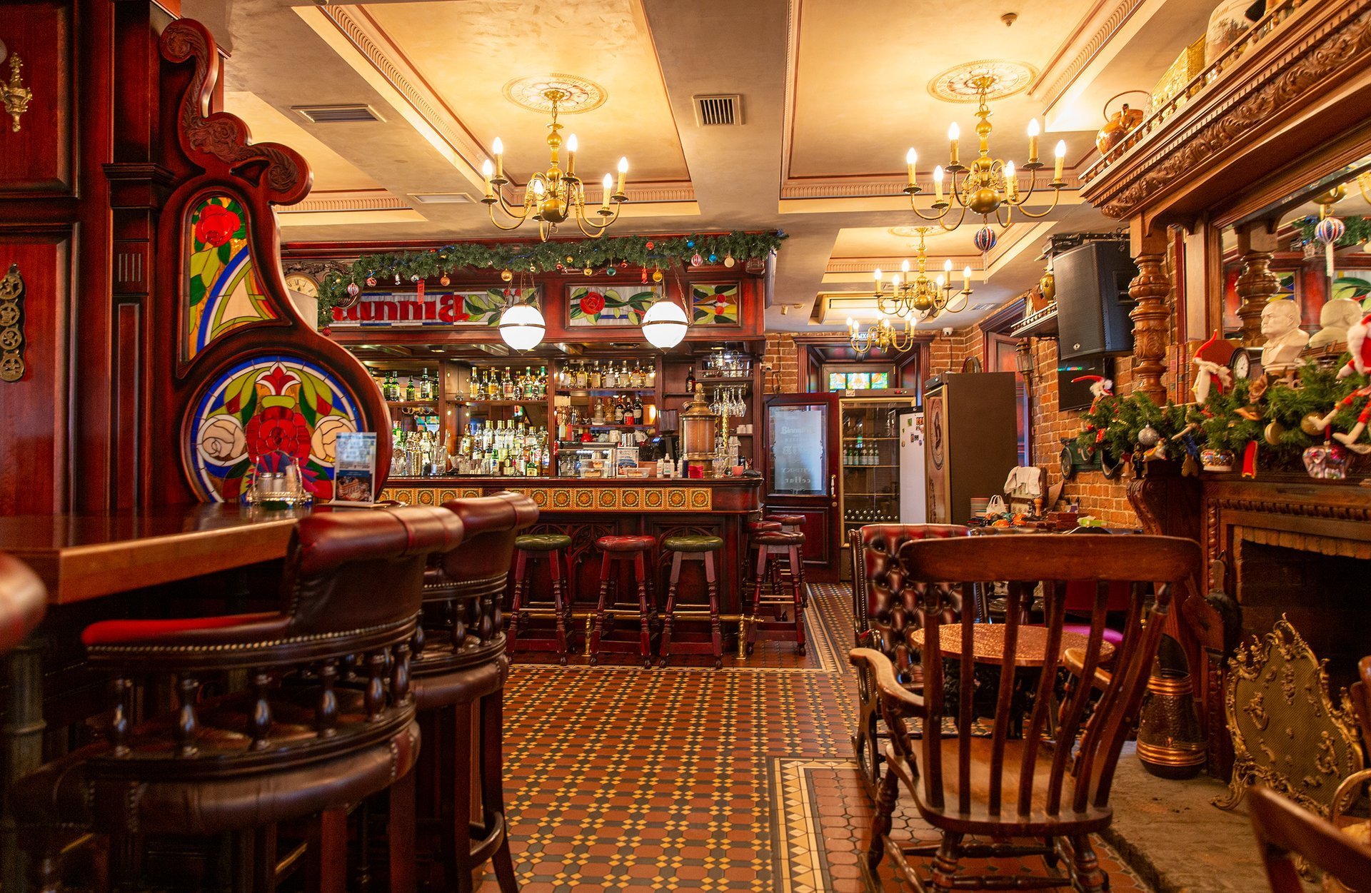 Luxurious interior of a traditional restaurant dining room