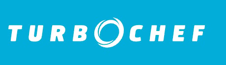 TurboChef logo with white text and circular icon on blue background