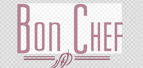 Bon Chef logo in mauve text with decorative underline